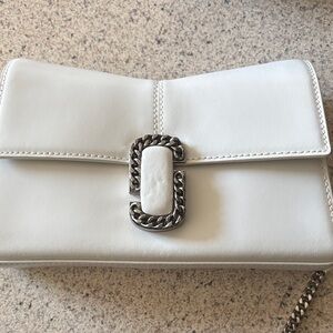 White Designer Chain Accent Clutch